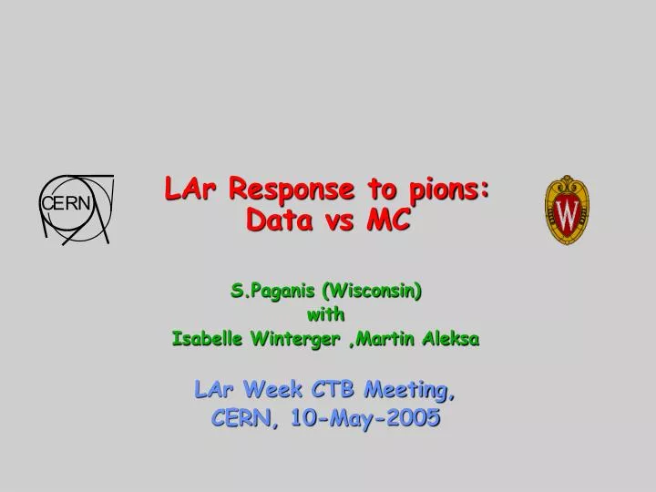 lar response to pions data vs mc