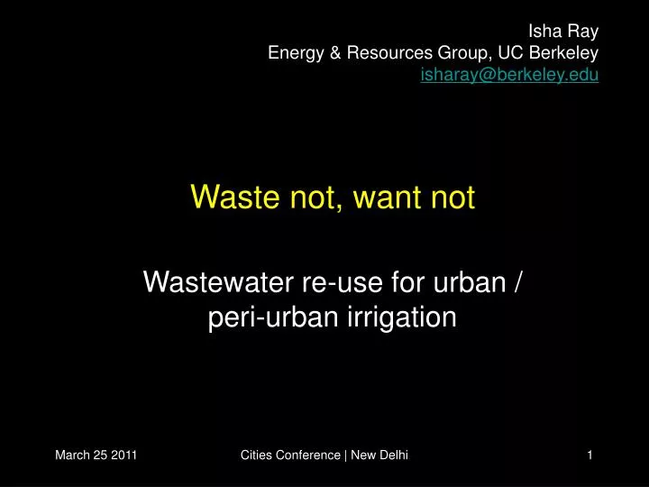waste not want not wastewater re use for urban peri urban irrigation