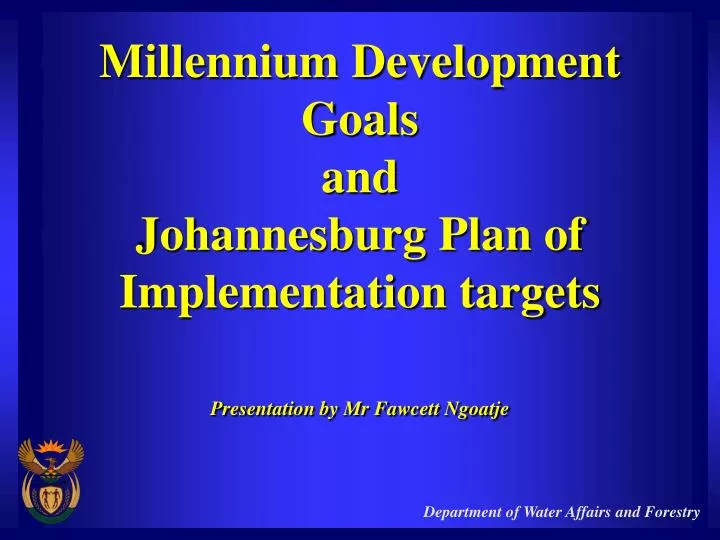 millennium development goals and johannesburg plan of implementation targets