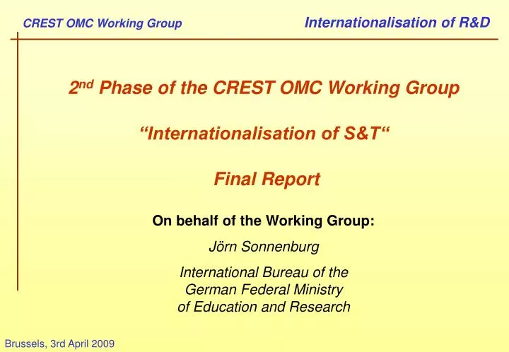 2 nd phase of the crest omc working group internationalisation of s t final report