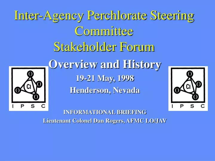 inter agency perchlorate steering committee stakeholder forum