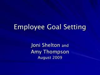 Employee Goal Setting