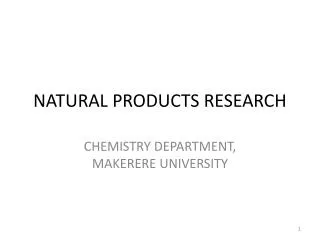 NATURAL PRODUCTS RESEARCH