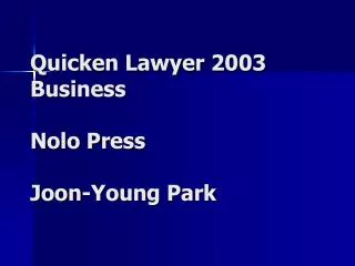 Quicken Lawyer 2003 Business Nolo Press Joon-Young Park