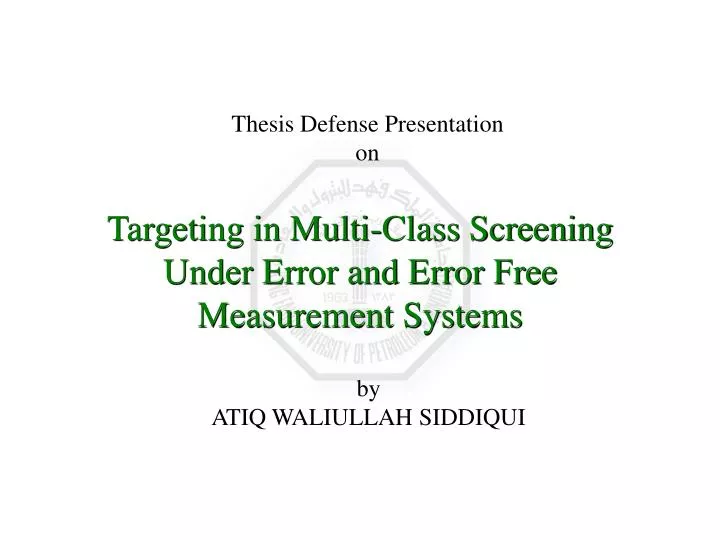 targeting in multi class screening under error and error free measurement systems