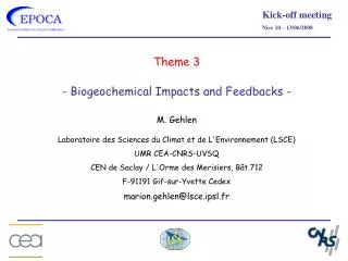 Theme 3 - Biogeochemical Impacts and Feedbacks - M. Gehlen