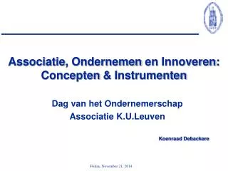 Associatie , Ondernemen en Innoveren : Concepten &amp; Instrumenten