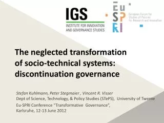 The neglected transformation of socio‐technical systems: discontinuation governance