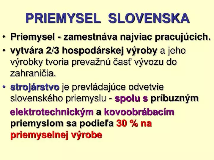 priemysel slovenska