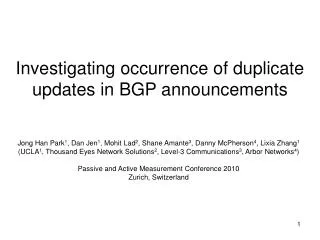 Investigating occurrence of duplicate updates in BGP announcements