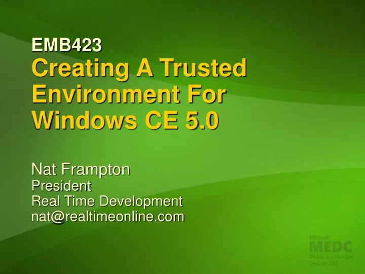 emb423 creating a trusted environment for windows ce 5 0