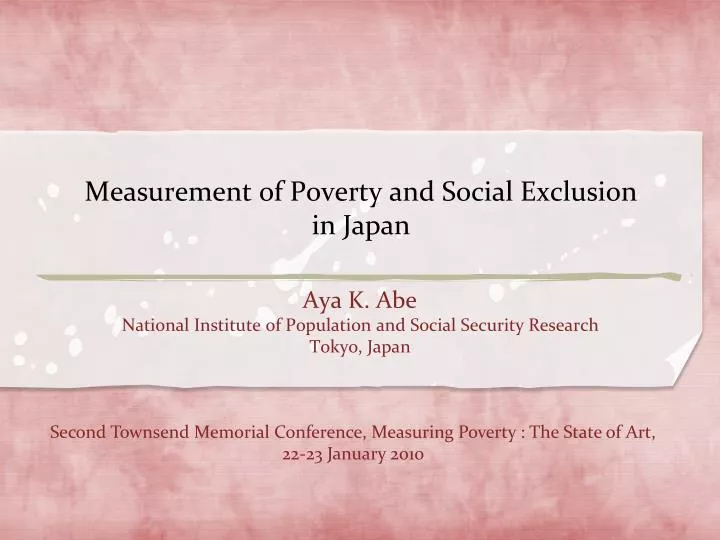 measurement of poverty and social exclusion in japan