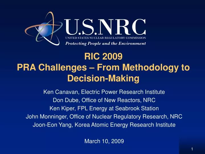 ric 2009 pra challenges from methodology to decision making