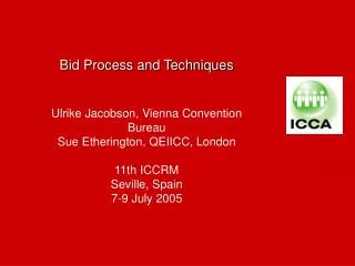 Bid Process and Techniques Ulrike Jacobson, Vienna Convention Bureau