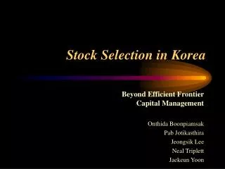 Stock Selection in Korea