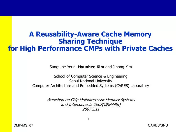 a reusability aware cache memory sharing technique for high performance cmps with private caches