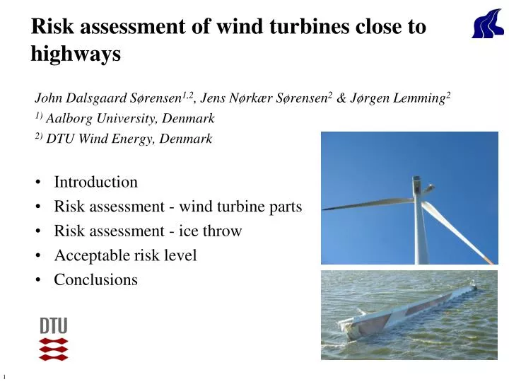 risk assessment of wind turbines close to highways