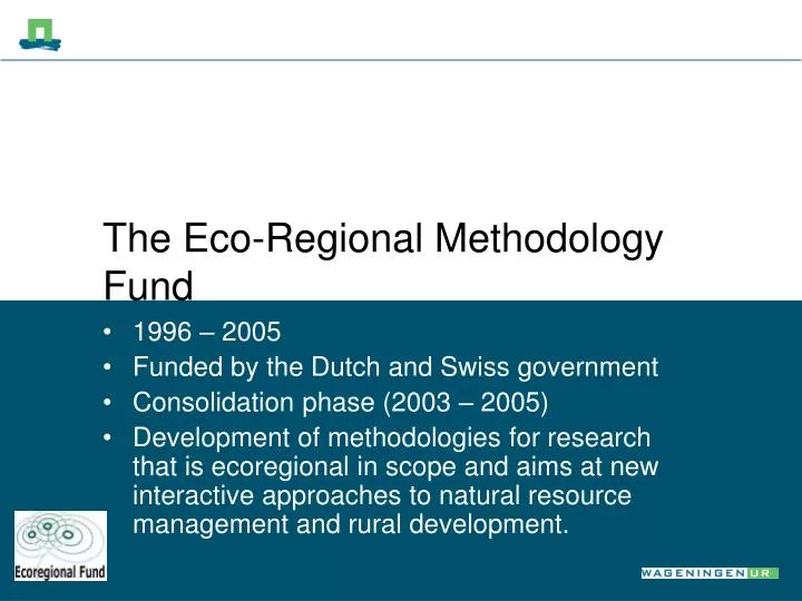 the eco regional methodology fund