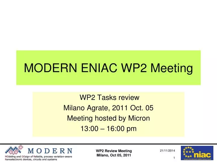 modern eniac wp2 meeting