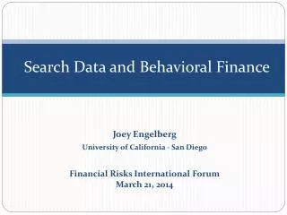 Search Data and Behavioral Finance