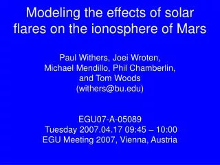 Modeling the effects of solar flares on the ionosphere of Mars