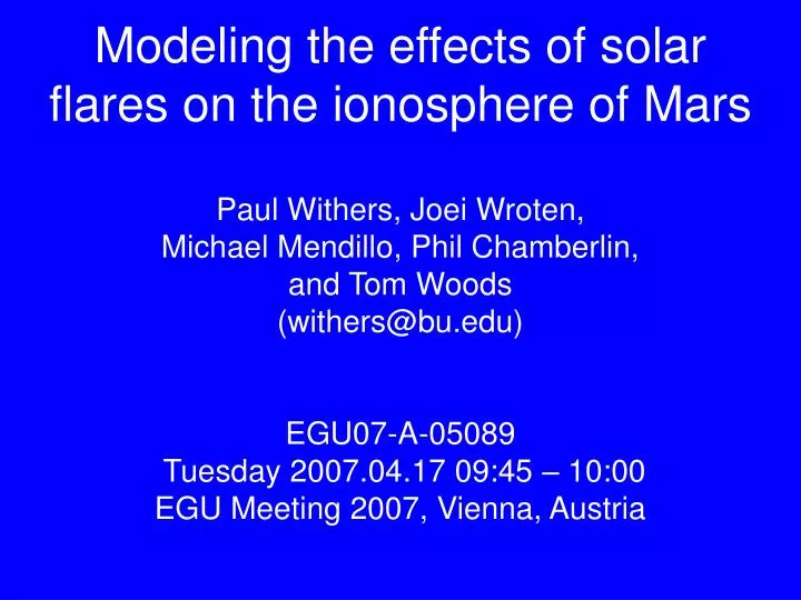 modeling the effects of solar flares on the ionosphere of mars