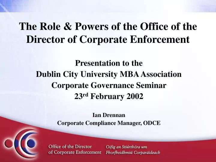 the role powers of the office of the director of corporate enforcement