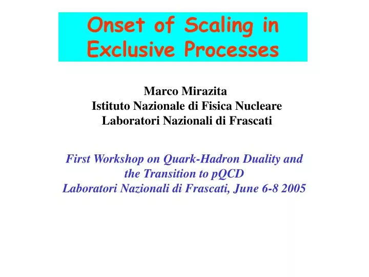 onset of scaling in exclusive processes