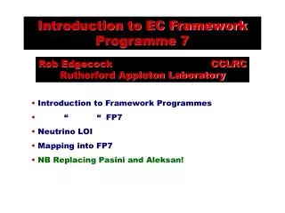 Introduction to EC Framework Programme 7