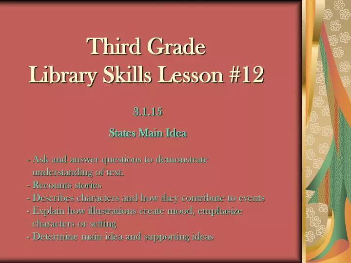 third grade library skills lesson 12