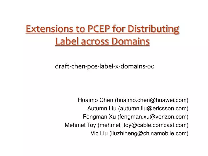 extensions to pcep for distributing label across domains