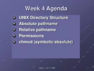 Week 4 Agenda