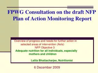 FPWG Consultation on the draft NFP Plan of Action Monitoring Report