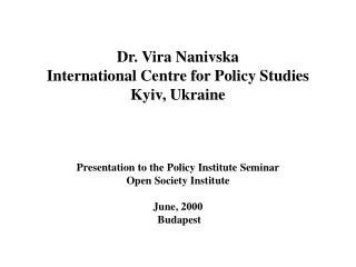 Introducing public policy process in Ukraine: role of independent policy think tanks