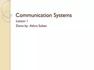 Communication Systems