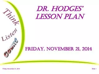 Dr. Hodges’ Lesson Plan