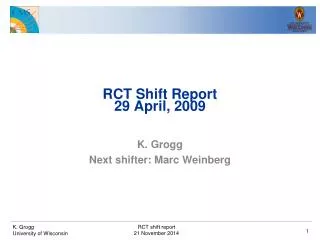 RCT Shift Report 29 April, 2009