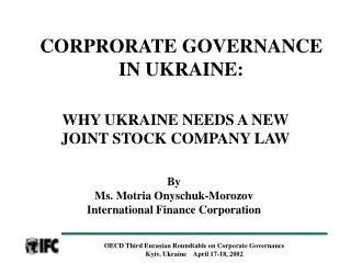 CORPRORATE GOVERNANCE IN UKRAINE: