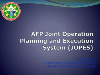 AFP Joint Operation Planning and Execution System (JOPES)