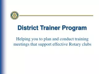 District Trainer Program