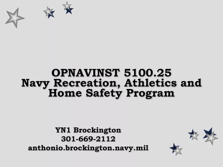 opnavinst 5100 25 navy recreation athletics and home safety program