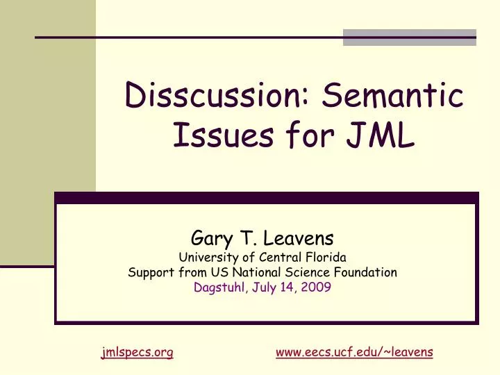 disscussion semantic issues for jml