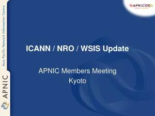 ICANN / NRO / WSIS Update