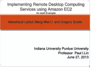 Implementing Remote Desktop Computing Services using Amazon EC2 An IaaS Example