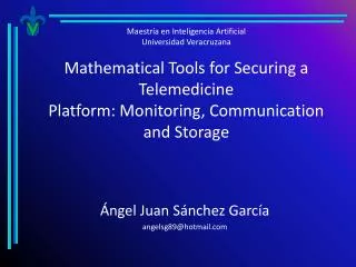 mathematical tools for securing a telemedicine platform monitoring communication and storage