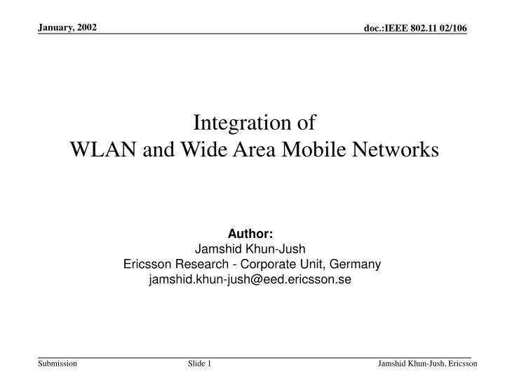 integration of wlan and wide area mobile networks
