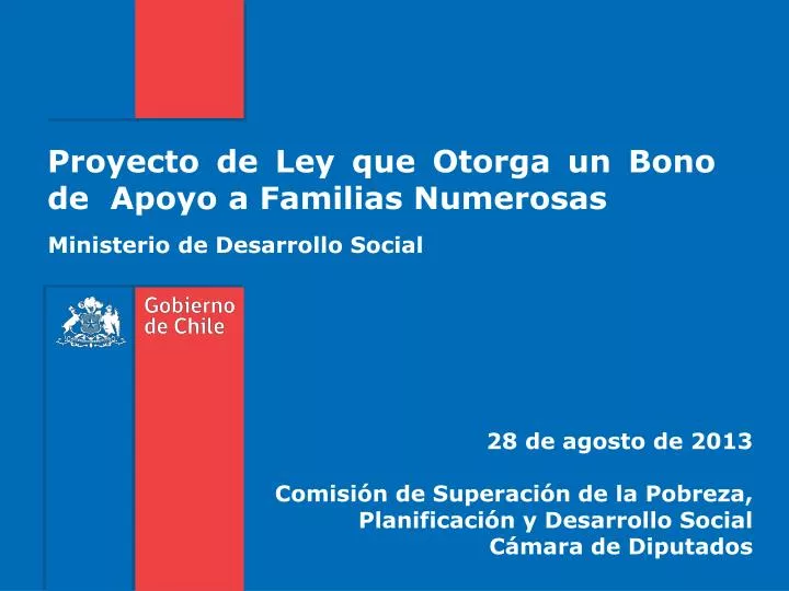 proyecto de ley que otorga un bono de apoyo a familias numerosas