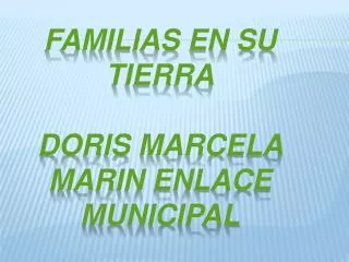 Familias en su tierra DORIS MARCELA MARIN ENLACE MUNICIPAL