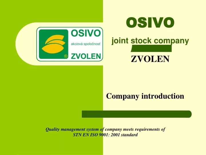 osivo joint stock company zvolen company introduction