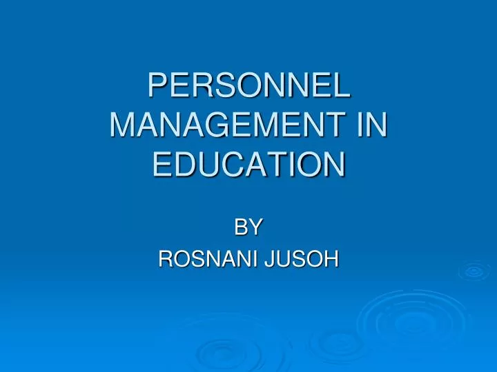 personnel management in education